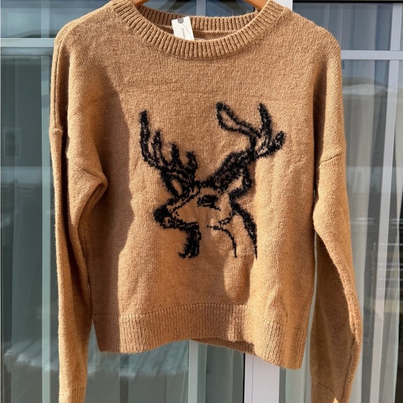 Anthropologie Sweaters - Anthropologie Oh Deer Sweater Reindeer Antlers Woodland Brown NWT Small